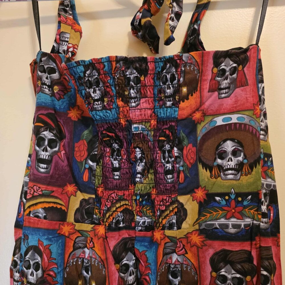 British Retro Skull Wiggle Halter Dress 14 - Picture 5 of 6